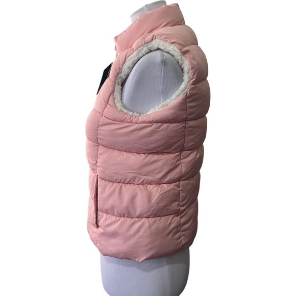 NWT Gap Kids XXL Pink Shearling Lined Puffer Vest Barbiecore Womens Small Medium - Picture 3 of 14